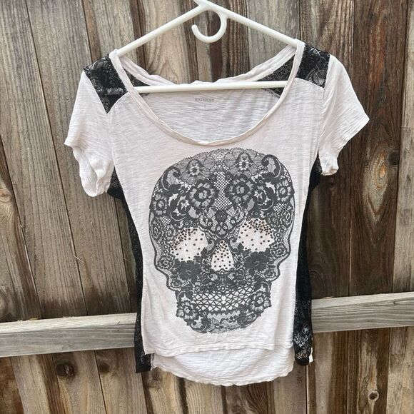 Express t-shirt short sleeve lace size small petite - Picture 1 of 9